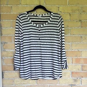 Splendid Navy Blue and White Striped Long Sleeve Tshirt